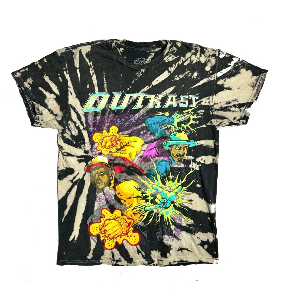 Outkast Bleach Wash Tie Dye Black T-Shirt
